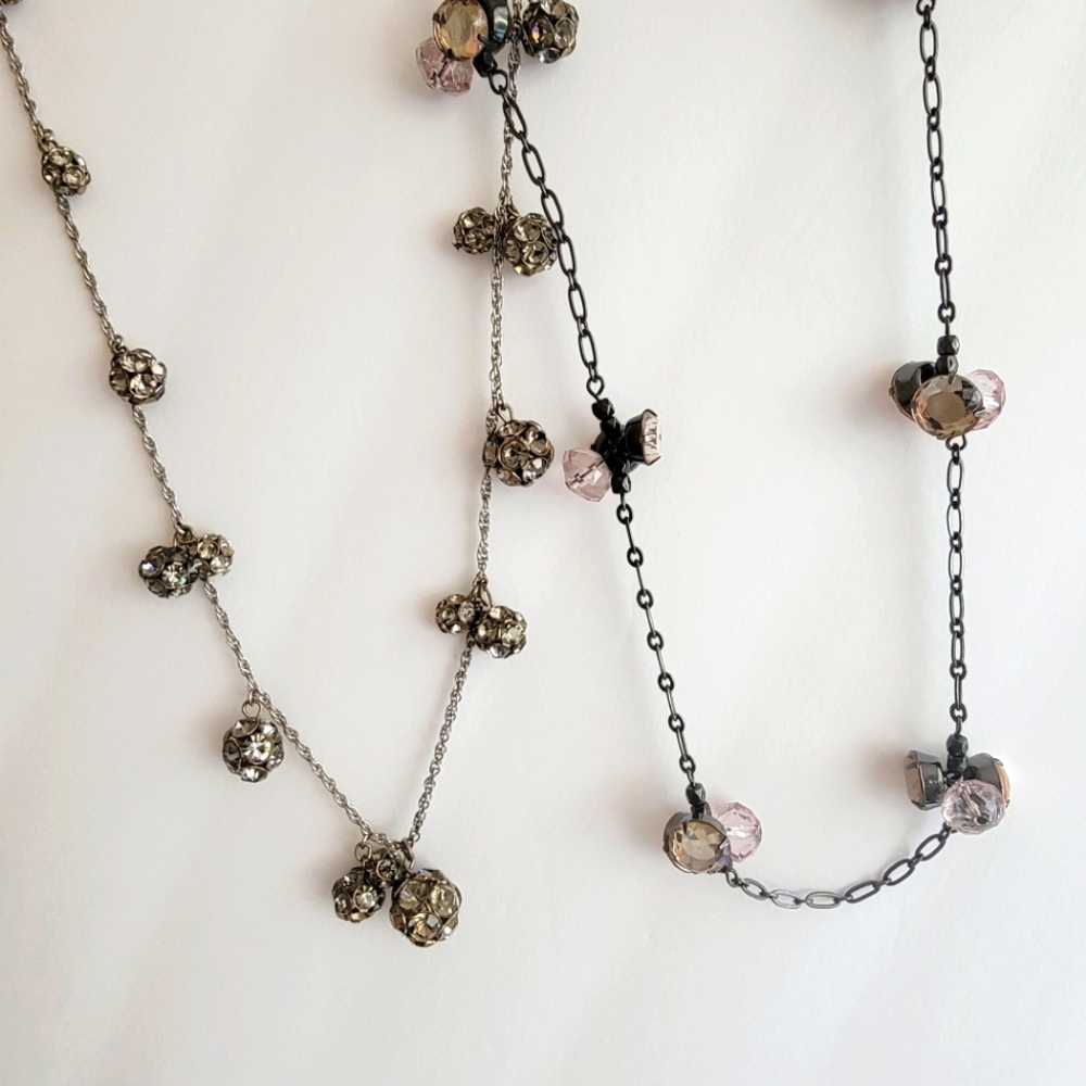 2 necklaces with crystal stones